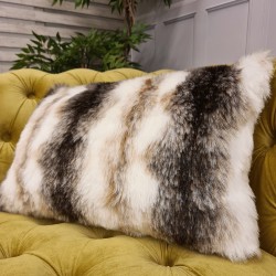 Italian Wolf Rectangular Fur Cushion | Wolf Rectangular Faux Fur Cushion