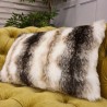 Ashford White Rectangular Faux Fur Cushion |  Rectangular Striped Fur Cushion