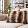 Coussin rectangulaire en fausse fourrure chinchilla foncé | Coussin rectangulaire en fausse fourrure