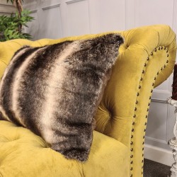 Kensington Rectangular Faux Fur Cushion | Rectangular Striped Cushion