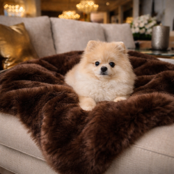 Couverture pour chien en fausse fourrure de luxe | Couverture pour chien en fausse fourrure de bison | Couverture en fourrure ma