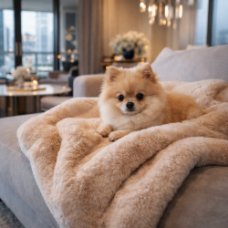 Richmond Almond Fur Pet Blanket | Beige Faux Fur Dog & Cat Blankets |