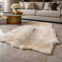 Tapis de luxe en peau de renne aux teintes pâles | Tapis en peau de renne naturelle pâle |