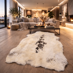 Extra großes Rentierfell | Rentierfell-Teppich | Großer heller Rentier-Teppich