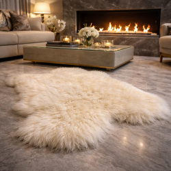 Ivory White Pure Sheepskin Rug | Natural White Icelandic Sheepskin Rug