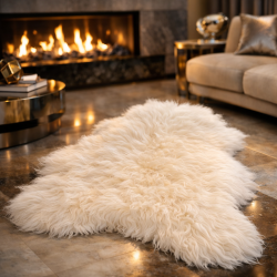 Tapis en peau de mouton islandaise blanc ivoire | Tapis en peau de mouton naturelle