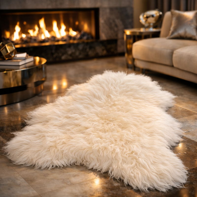Ivory White Icelandic Sheepskin Rug | Natural Sheepskin Rugs