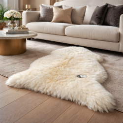Tapis en peau de mouton naturelle | Tapis en pure laine | Tapis en peau de mouton couleur crème