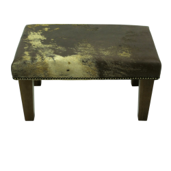 Small Brown & Gold Cowhide Footstool | Small Cow Hide Foot Stool
