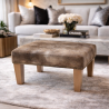 Medium Square Cowhide Footstool | Mottled Beige Square Foot Stool