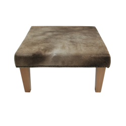 Sgabello Quadrato in Pelle di Mucca | Sgabello Quadrato Beige Mottled