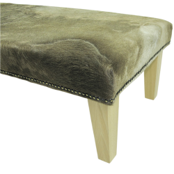Repose-pieds extra large en cuir de vachette beige foncé | Repose-pieds extra large en cuir de vachette