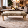 Repose-pieds extra large en cuir de vachette beige | Repose-pieds extra large en cuir de vachette