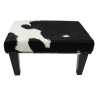 Small Black and White Cowhide Footstool | Small Cow Hide Foot Stool