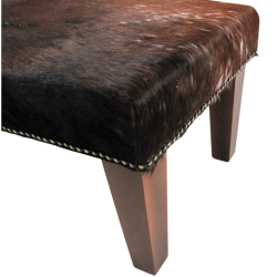 Small Brown Speckled Cowhide Footstool | Small Brindle Hide Footstool