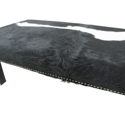 Extra Large Black & White Footstool | Rectangular Cow Hide Foot Stool