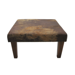 Mittelgroßer Kuhfell-Fußhocker | Brauner Lederfell quadratischer Fußhocker