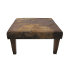 Medium Sized Cowhide Footstool | Brown Leather Hide Square Foot Stool