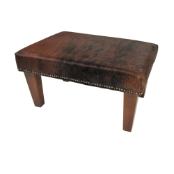 Small Brown Brindle Cowhide Footstool | Small Cow Hide Foot Stool