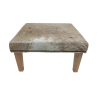 Tabouret carré moyen en cuir de vachette | Tabouret carré beige et blanc