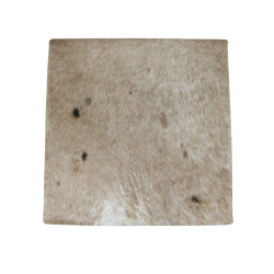 Medium Square Cowhide Footstool | Beige and White Square Foot Stool