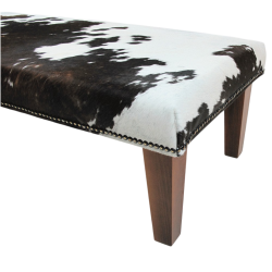 Sgabello in Pelle di Mucca Extra Large Marrone e Bianco | Sgabello in Vera Pelle di Mucca
