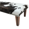 Extra Large Brown & White Cowhide Footstool | Real Cow Hide Foot Stool
