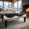 Small Black and White Cowhide Footstool | Small Cow Hide Foot Stool