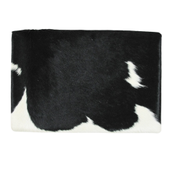 Sgabello piccolo in pelle di mucca bianca e nera | Sgabello piccolo in pelle di mucca