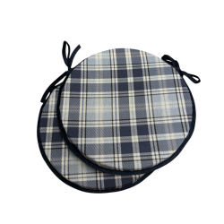 Coussins de chaise ronds en denim à carreaux Highland Check | Coussins de chaise ronds à carreaux tartan