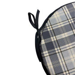 Highland Check Denim Runde Bistro-Sitzkissen | Tartan Runde Stuhlkissen