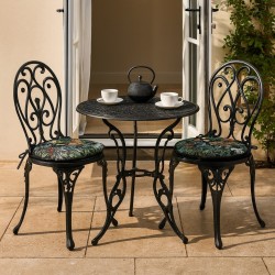 Round Bistro Black Rainforest Tapestry Seat Pads | Circular Chair Pads