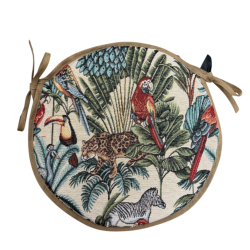 Round Bistro Natural Rainforest Tapestry Seat Pads | Round Chair Pads
