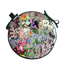 Coussins de siège ronds en velours à motif floral de luxe | Coussins de chaise circulaires en velours