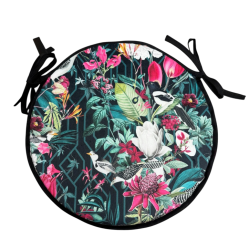 Coussins de chaise ronds en velours tropical pour bistro | Coussins de chaise circulaires en velours