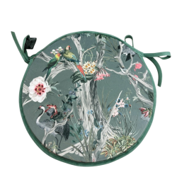 Velvet Chinoiserie Round Bistro Seat Pads | Round Velvet Chair Pads