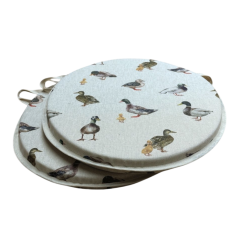 Coussins de siège ronds motif canard colvert | Coussins de chaise circulaires motif canard