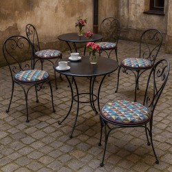 Coussins de chaise ronds de style bistro Big Holland en tapisserie | Coussins de siège ronds de style bistro