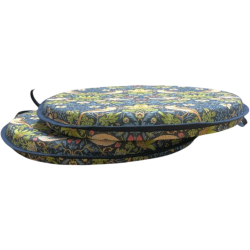 Round Bistro Strawberry Thief Navy Seat Pad | Round Bistro Chair Pads