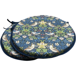 Cuscino per Sedia Rotonda Bistro Strawberry Thief Navy | Cuscini per Sedie Rotonde Bistro