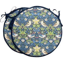 Round Bistro Strawberry Thief Navy Seat Pad | Round Bistro Chair Pads