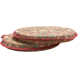 Round Bistro Strawberry Thief Crimson Seat Pad | Red Bistro Chair Pads