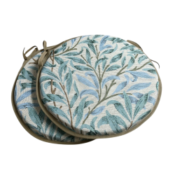 Coussin de siège rond Bistro Willow Bough Seaspray | Coussin de siège rond à motifs