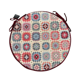 Round Bistro Crochet Tapestry Seat Pads | Round Crochet Chair Pads |