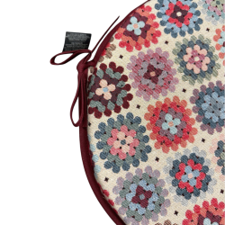 Round Bistro Crochet Tapestry Seat Pads | Round Crochet Chair Pads |