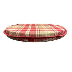 Rode Highland Check Ronde Bistro Stoelkussens | Rode Tartan Ronde Stoelkussens