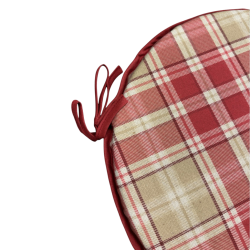 Rode Highland Check Ronde Bistro Stoelkussens | Rode Tartan Ronde Stoelkussens
