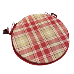Rode Highland Check Ronde Bistro Stoelkussens | Rode Tartan Ronde Stoelkussens