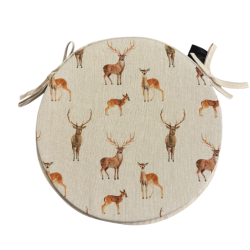 Coussins de chaise ronds à motif cerfs et cerfs | Coussins de chaise ronds à motif cerf