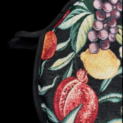 Runde Bistro-Sitzkissen mit Fruchtmotiv in Schwarz | Runde Frucht-Stuhlkissen
